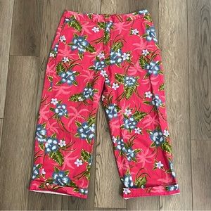 Tommy Bahama Stretch‎ Hawaiian Print Pink Crop Pants